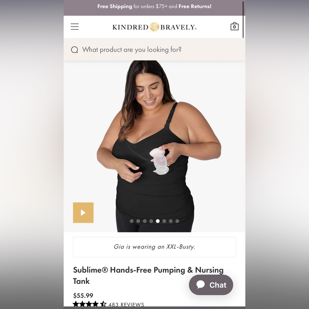 NWT Kindred Bravery Sublime® Hands-Free Pumping & Nursing Tank XXL/1X Busty